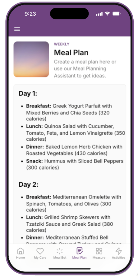 Memicare App - Meal Plan-1