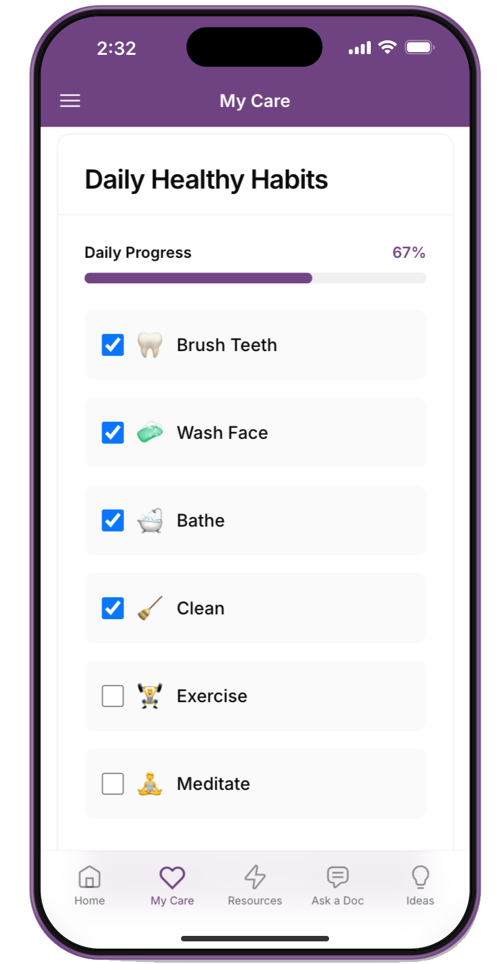 Memicare App - Healthy Habits