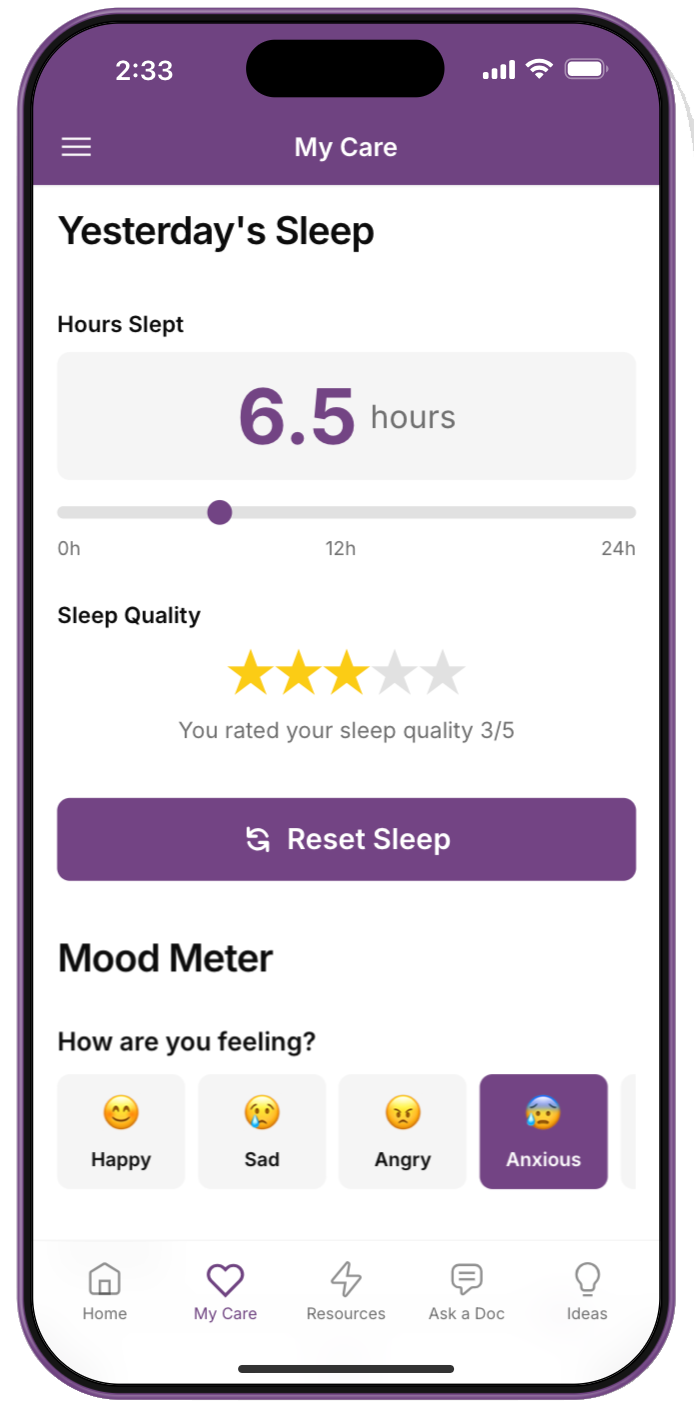 Memicare App - Sleep + Mood